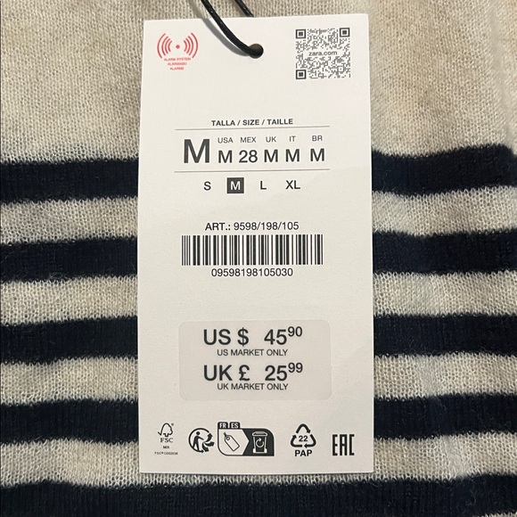 Zara Short Sleeve Stripped Knit Jumper - Picture 6 of 6